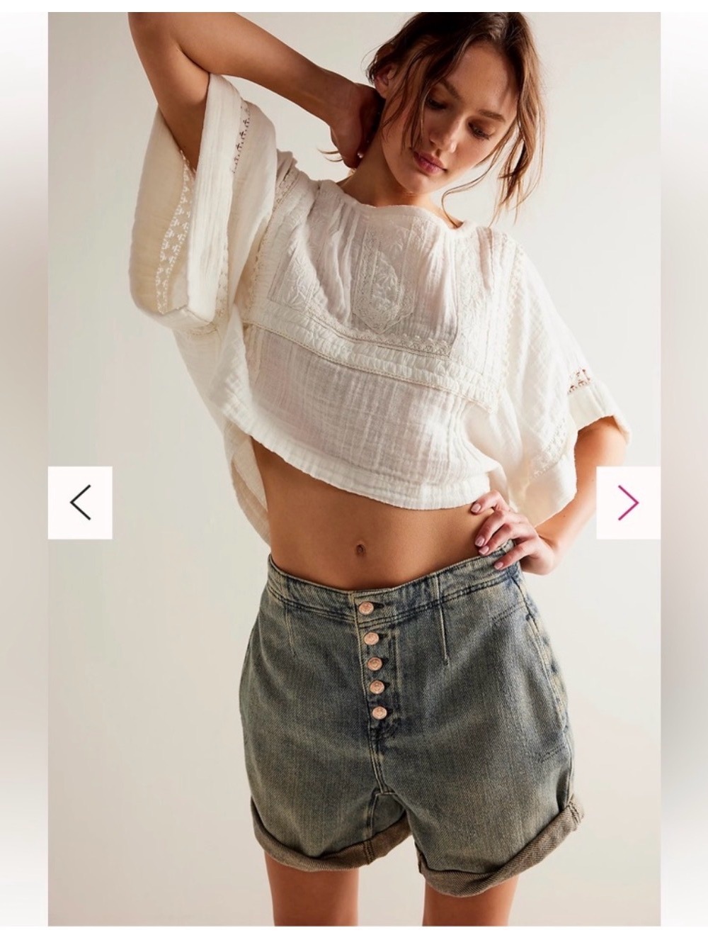 Free People Low Rise Light Blue Boyfriend Button-Fly Jean Shorts
